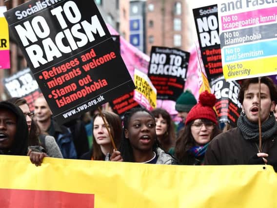 An anti-racism march organised by the STUC makes its way through Glasgow in 2018. Picture: John Devlin