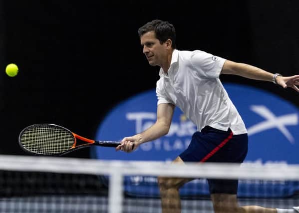 Tim Henman in action at at Gleneagles in the ATP Champions Tour. Picture: Alan Rennie