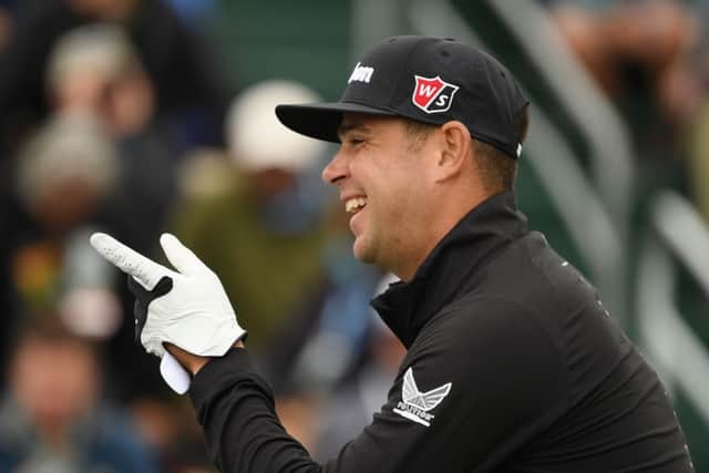 American Gary Woodland was a happy man as he stormed into the halfway lead in the 119th US Open at Pebble Beach. Picture: Getty Images