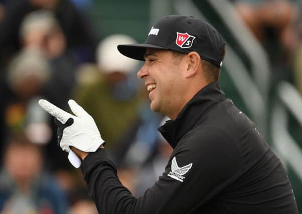 American Gary Woodland was a happy man as he stormed into the halfway lead in the 119th US Open at Pebble Beach. Picture: Getty Images