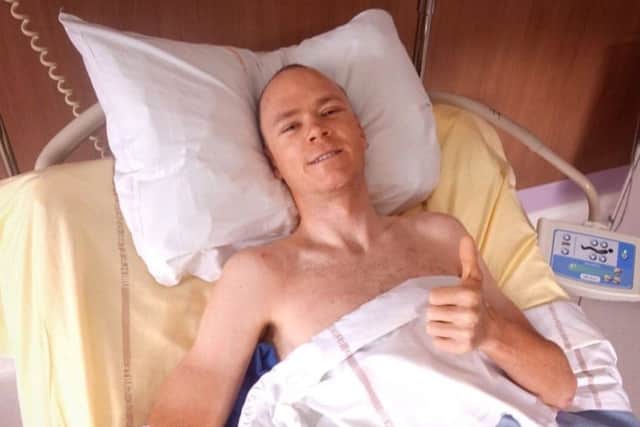 Chris Froome thanked doctors and fans from his hospital bed. Photograph: PA
