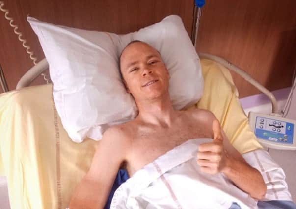 Chris Froome thanked doctors and fans from his hospital bed. Photograph: PA