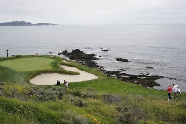 The short and stunning seventh at Pebble Beach comes before a testing stretch of holes on the California coast. Picture: AP.