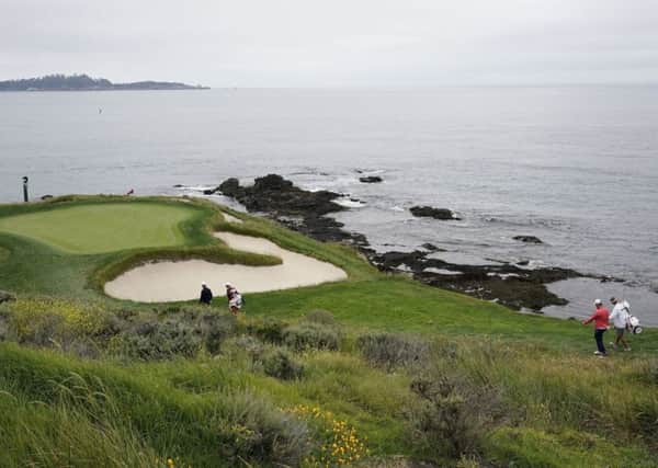 The short and stunning seventh at Pebble Beach comes before a testing stretch of holes on the California coast. Picture: AP.
