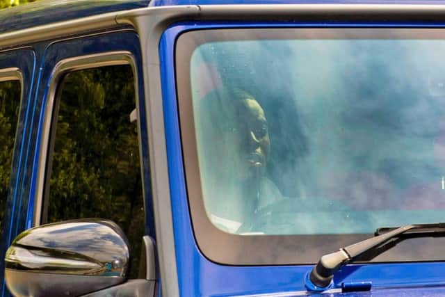 Sheyi Ojo arrives at Rangers' training ground. Picture: SNS