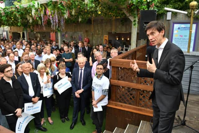 Conservative party leadership contender Rory Stewart speaking at a vote rally at the Underbelly Festival Garden on the Southbank in London. PRESS ASSOCIATION Photo. Picture date: Monday June 17, 2019. See PA story POLITICS Tories. Photo credit should read: Dominic Lipinski/PA Wire