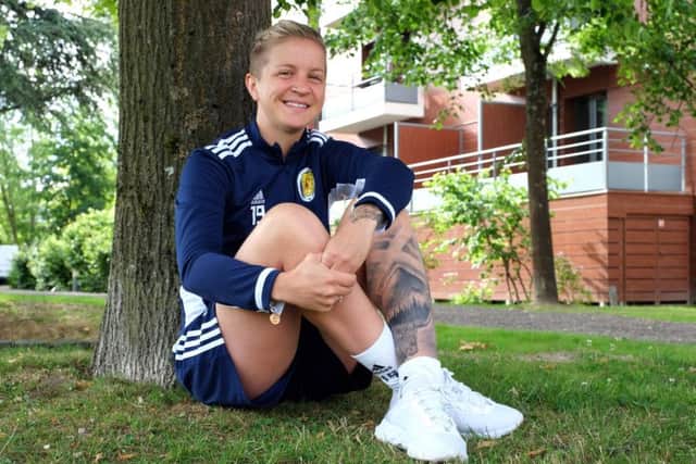 Lana Clelland takes a break from Scotland training as the team gear up for the game against Argentina. Picture: Lorraine Hill.