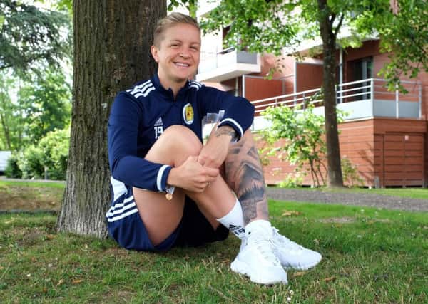 Lana Clelland takes a break from Scotland training as the team gear up for the game against Argentina. Picture: Lorraine Hill.
