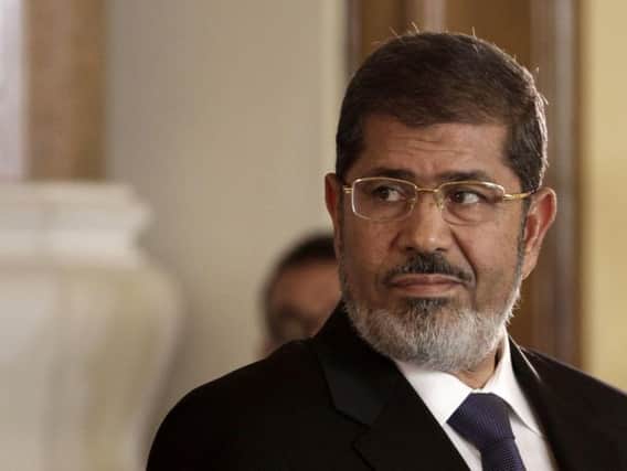 The former president of Egypt has collapsed, state TV says.