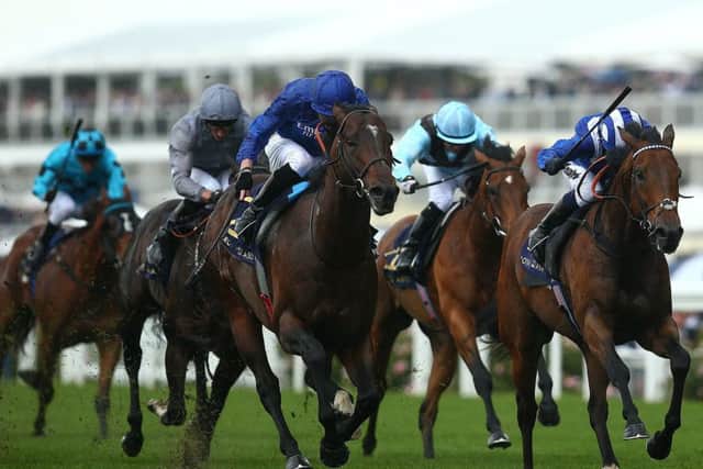 James Doyle (all dark blue) rides Blue Point to win The Kings Stand Stakes at Royal Ascot. Picture: Charlie Crowhurst/Getty