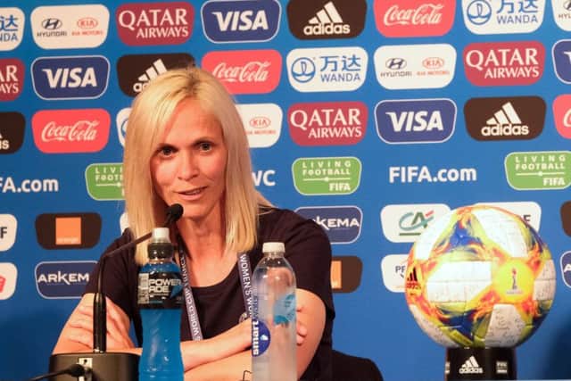 Scotland head coach Shelley Kerr addresses the media ahead of her teams must-win Group D game against Argentina in Paris. Picture: Lorraine Hill