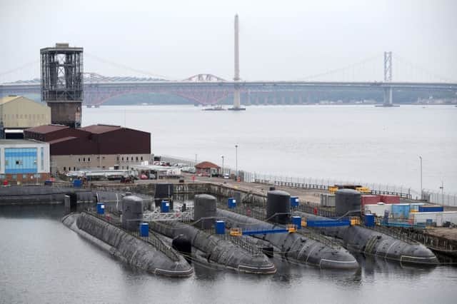 Several decomissioned submarines are currently laid up afloat at Rosyth Dockyard awaiting disposal. Picture: PA