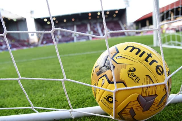 A general view of an SPFL ball in a goal net