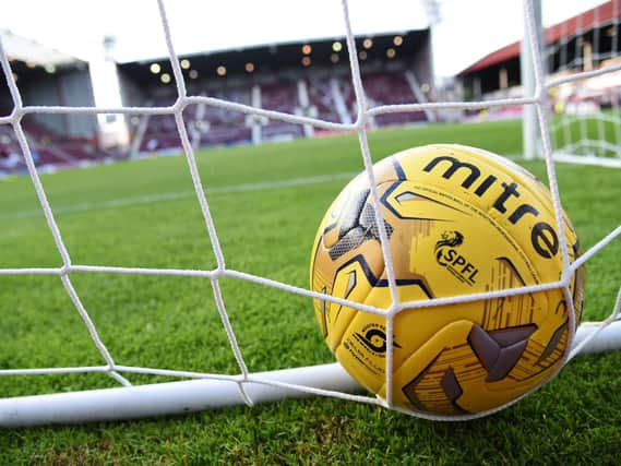 A general view of an SPFL ball in a goal net