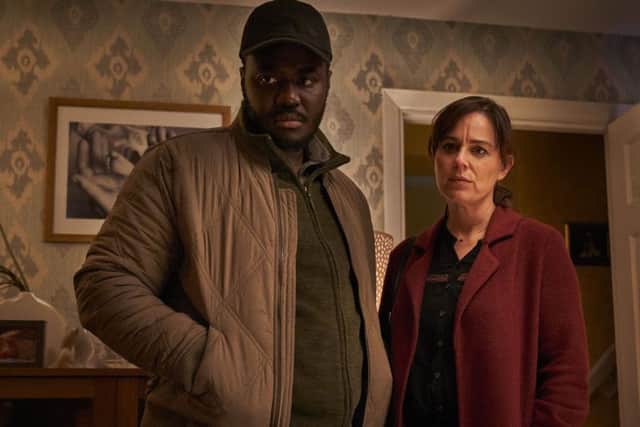Halfpenny as Sam and Babou Ceesay in Dark Money. Picture: Des Willie