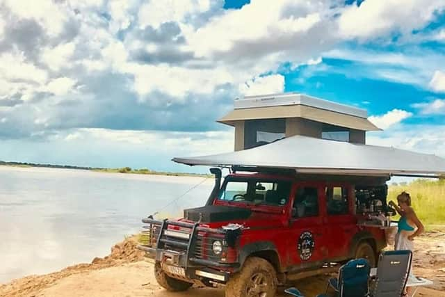 Kevin and Donna completed the journey in a customised Land Rover Defender Picture: SWNS