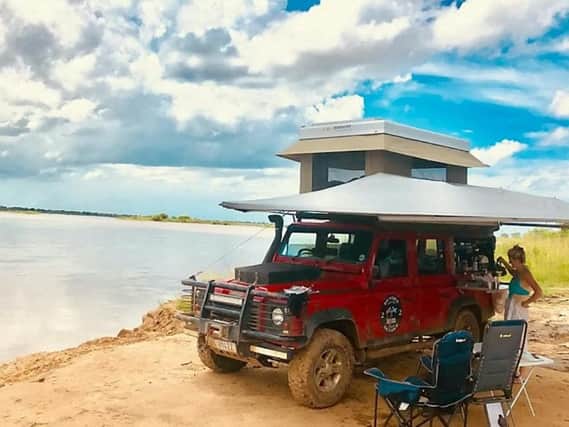 Kevin and Donna completed the journey in a customised Land Rover Defender Picture: SWNS