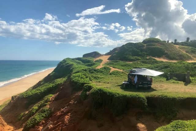 Kevin and Donna completed the journey in a customised Land Rover Defender Picture: SWNS