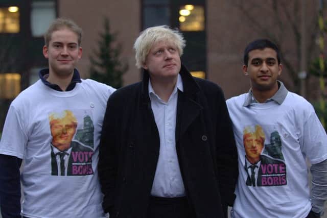 Boris Johnson with supporters. Picture: Angus Blackburn
