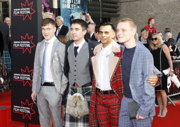 Samuel Bottomley, Rian Gordon, Viraj Juneja, Lewis Gribben stars of  Boyz In The Wood. Picture: © EIFF, Edinburgh International Film Festival All Rights Reserved