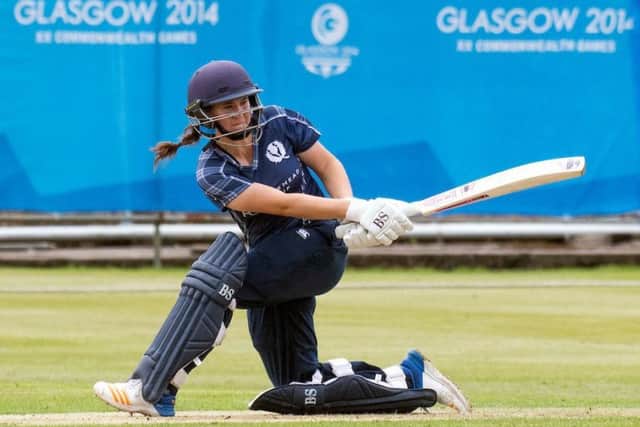 Kathryn Bryce, batting for Scotland, was encouraged by the success of the womens football team.  Photograph: Donald MacLeod