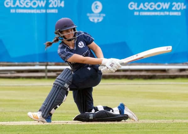 Kathryn Bryce, batting for Scotland, was encouraged by the success of the womens football team.  Photograph: Donald MacLeod