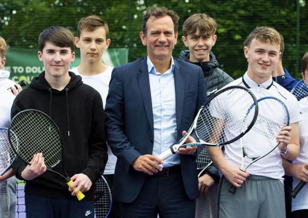 Tennis Scotland's Blane Dodds launches Tennis for Free at St Mungo's High School in Falkirk. Picture: SNS