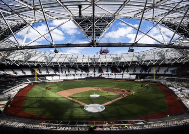 The London Stadium is preparing to host the first regular season baseball match in Europe. Photograph: Victoria Jones/PA