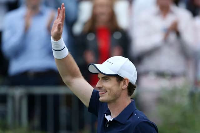 Andy Murray celebrates victory at his comeback match at the Queen's Club. Picture: Steven Paston/PA Wire