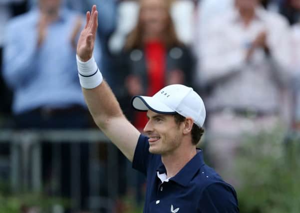 Andy Murray celebrates victory at his comeback match at the Queen's Club. Picture: Steven Paston/PA Wire