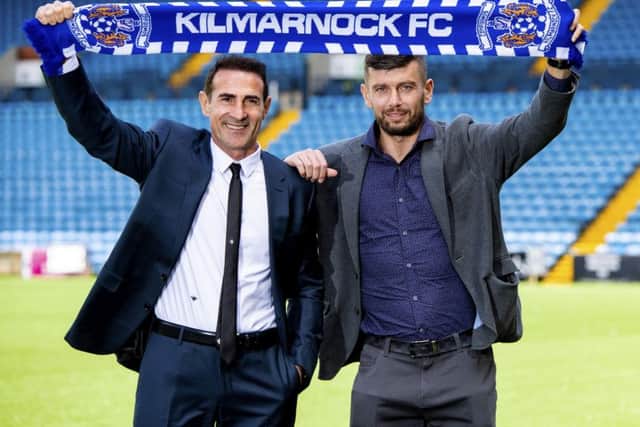 Angelo Alessio, left, was unveiled at Rugby Park yesterday as Kilmarnocks new manager, along with his assistant, Massimo Donati. Picture: SNS.