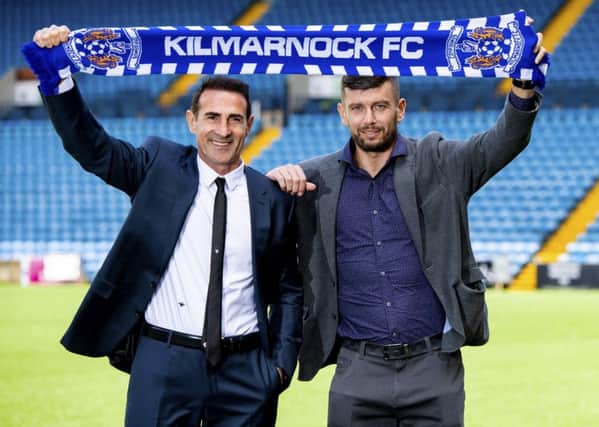 Angelo Alessio, left, was unveiled at Rugby Park yesterday as Kilmarnocks new manager, along with his assistant, Massimo Donati. Picture: SNS.