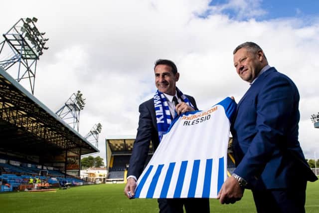 Angelo Alessio, left, is unveiled as the new manager of Kilmarnock by managing director Billy Bowie. Picture: SNS