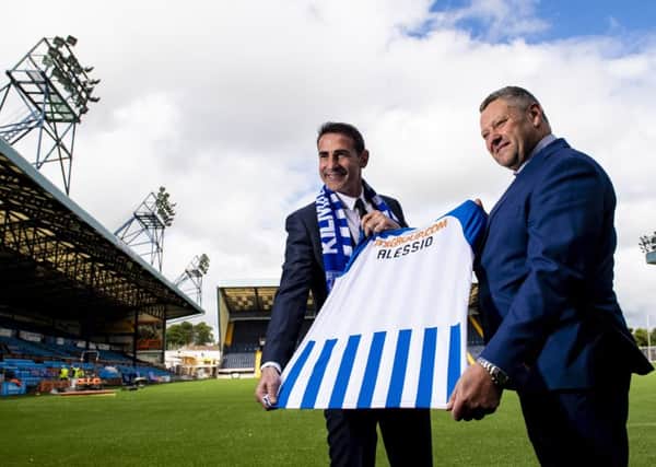 Angelo Alessio, left, is unveiled as the new manager of Kilmarnock by managing director Billy Bowie. Picture: SNS