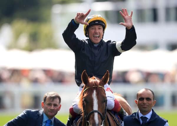 Frankie Dettori celebrates winning the Gold Cup aboard Stradivarius on day three of Royal Ascot. Picture: Adam Davy/PA