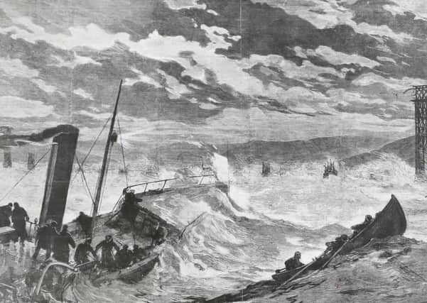 Boats tossed on stormy sea. (Photo by Hulton Archive/Getty Images)