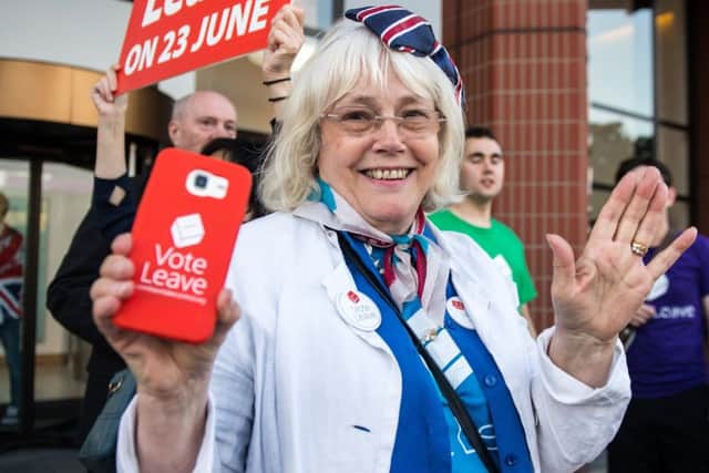 Vote Leave supporters celebrate the result of the referendum. Picture: Getty
