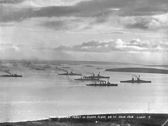 The German High Seas Fleet was interned off Orkney for seven months following the Armistice. Today marks the Centenary of the scuttling of the fleet by the Germans to prevent the ships falling into the hands of the allies. PIC: Orkney Museum and Archive Service.