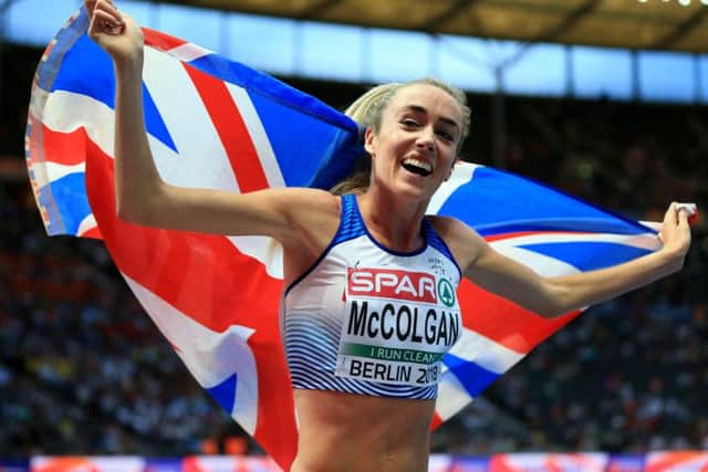 Eilish McColgan celebrates after winning silver in the women's 5000 metres at last year's European Championships in Berlin. Picture: Stephen Pond/Getty Images for European Athletics