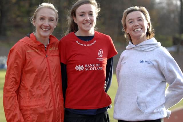 Eilish McColgan and her mother Liz, right, with Paula Radcliffe in Stirling in 2008. Picture: TSPL