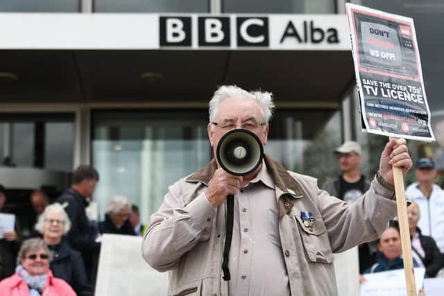 They were protesting against the decision with several blaming the Conservatives for the BBC deciding to scrap the free licences.