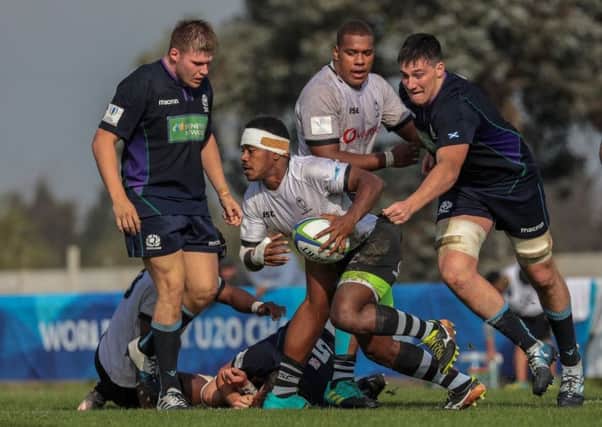 Fiji full-back Osea Waqa on the attack against Scotland in Rosario at the World Rugby U20 Championship. Picture: Franco Perego/World Rugby