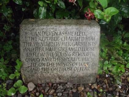 Several of Ian Hamilton Finlay's poems are carved into stone