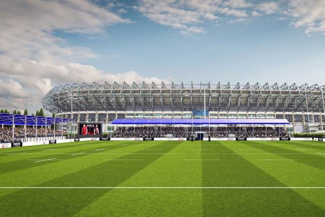 An artist's impression of the new 7,800-capacity stadium on the back pitches of BT Murrayfield. Work has yet to start on the project.