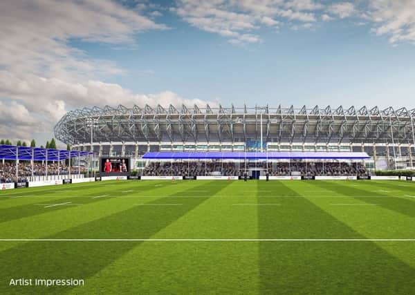 An artist's impression of the new 7,800-capacity stadium on the back pitches of BT Murrayfield. Work has yet to start on the project.