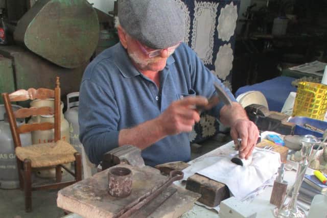 A silversmith at work in Lefkara. Picture: Fiona Laing