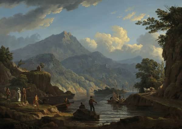'Landscape with Tourists at Loch Katrine', an 1815 painting by John Knox, is on display as part of the exhibition at the National Museum
