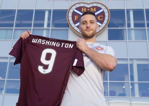 Conor Washington says he has no qualms about taking on Hearts' famous No 9 shirt. Picture: Ross MacDonald/SNS