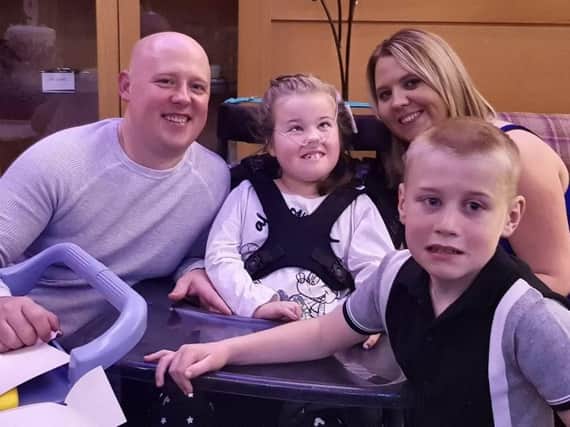 Claire, 34, and Martin Greenwood, 35, have been left distraught to learn their son Liam, 11, has been diagnosed with Pontocerebellar Hypoplasia (PCH) - the same deadly disease his sister Jessica, 9, has. Picture: SWNS