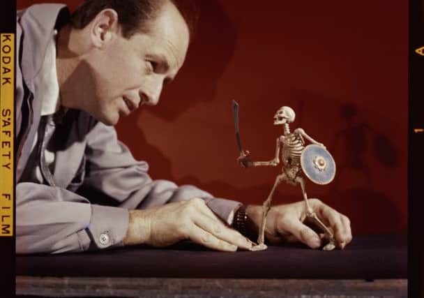 Ray Harryhausen (1920-2013) animating Skeleton model (The 7th Voyage of Sinbad, 1958). Picture: The Ray and Diana Harryhausen Foundation